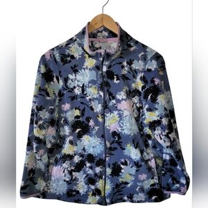 Vera Bradley Fleece Full Zip Up Jacket Women's 2XL Blue Chrysanthemum Crush